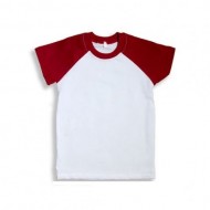 Футболка детская Color имитация хлопка, с красными рукавами (реглан)