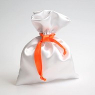 Мешок белый подарочный оранжевый кант 15*20 