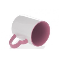 Кружка белая, с фигурной ручкой "сердце" розовая внутри и ручка СТАНДАРТ